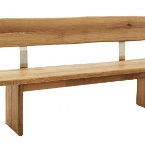 Holzbank Wisconsin – BT ca. 180×40 cm, mit Rückenlehne, ohne Armlehne,  Wildeiche massiv, Holzfarben