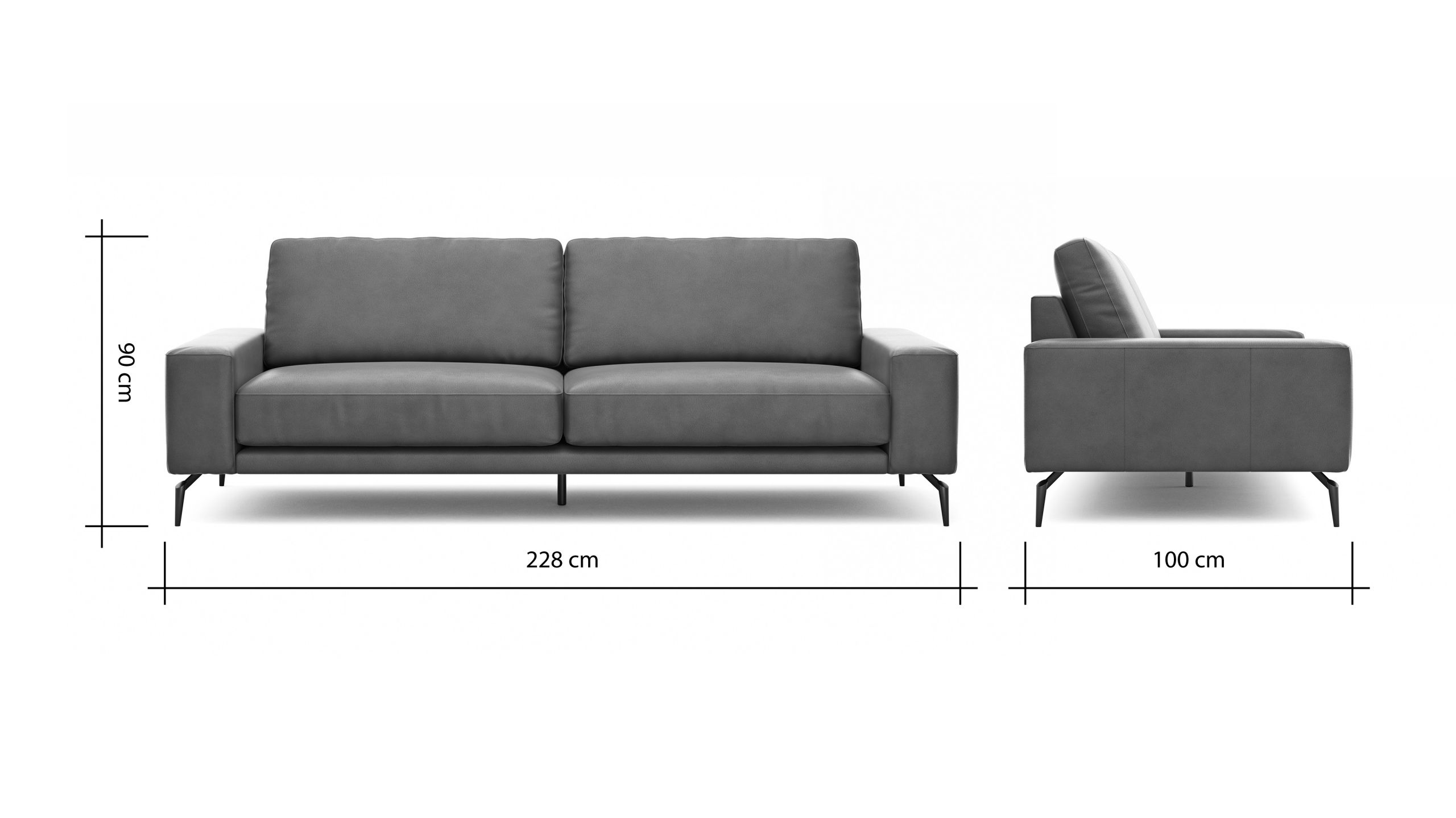 Sofa Redington – 3-Sitzer, Stoff, Hellgrau