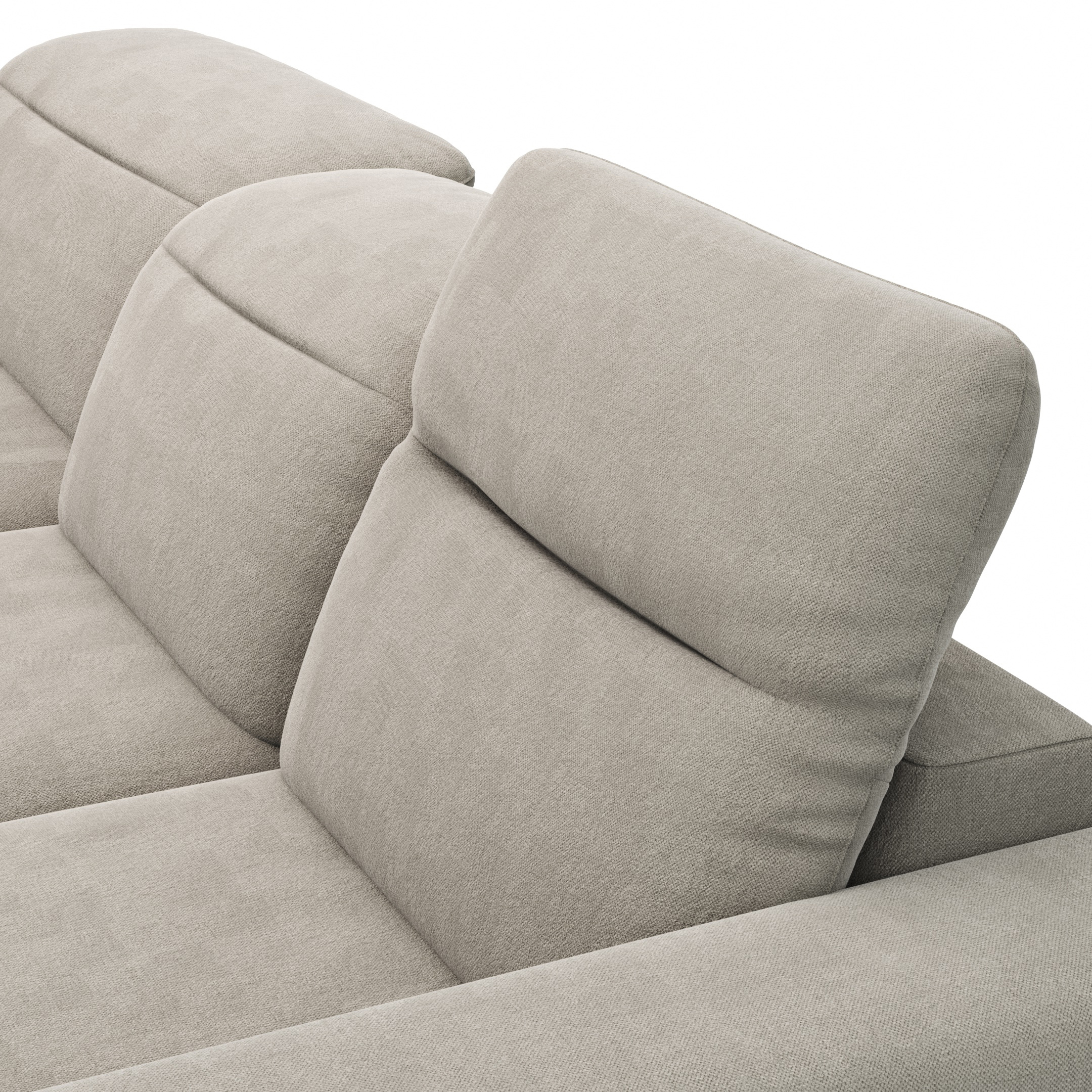 Ecksofa Rockport B – Longchair links mit 2,5-Sitzer inkl. Kopfteil/Sitztiefe verstellbar, Stoff, Khaki