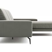 Ecksofa Redington – 2,5-Sitzer mit Longchair groß rechts, Leder, Grau