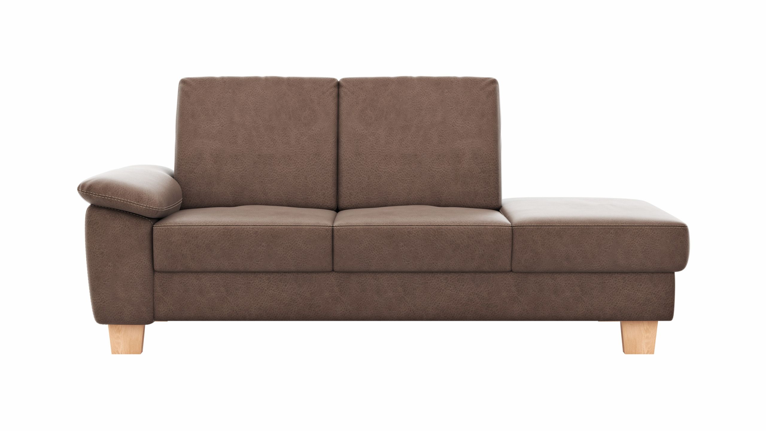 Sofa Stonington Country – Recamiere links inkl. Sitzvorzug (motorisch), Stoff, Braun