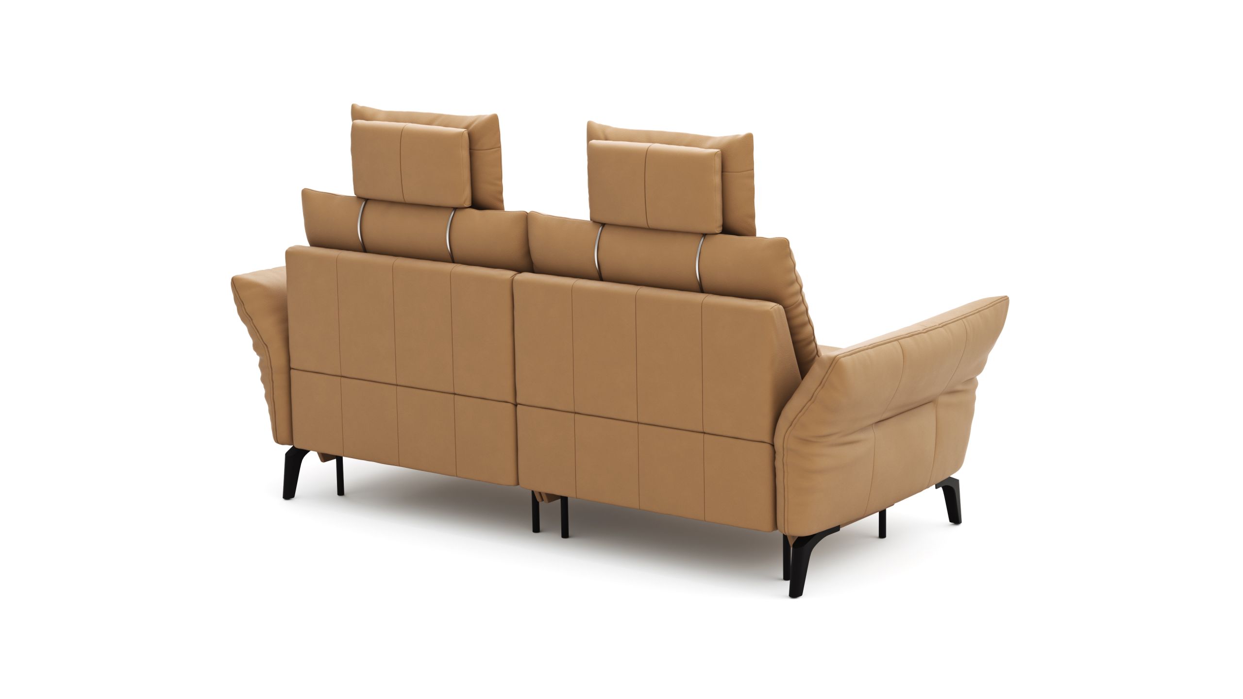 Sofa Bahia – 2-Sitzer inkl. Kopfstütze/ Armlehne verstellbar und Relaxfunktion (motorisch), Leder, Kurkuma