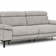 Sofa Hudson – 3-Sitzer inkl. Relaxfunktion (motorisch) und Kopfteil verstellbar, Stoff, Hellgrau