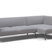 Ecksofa Lene – 2,5 Sitzer, Longchair rechts, Stoff, Grau