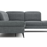 Ecksofa Alegria – 2,5-Sitzer mit Ecke rechts inkl. Kopfteil/ Armlehne/ Sitztiefe verstellbar, Stoff, Graublau