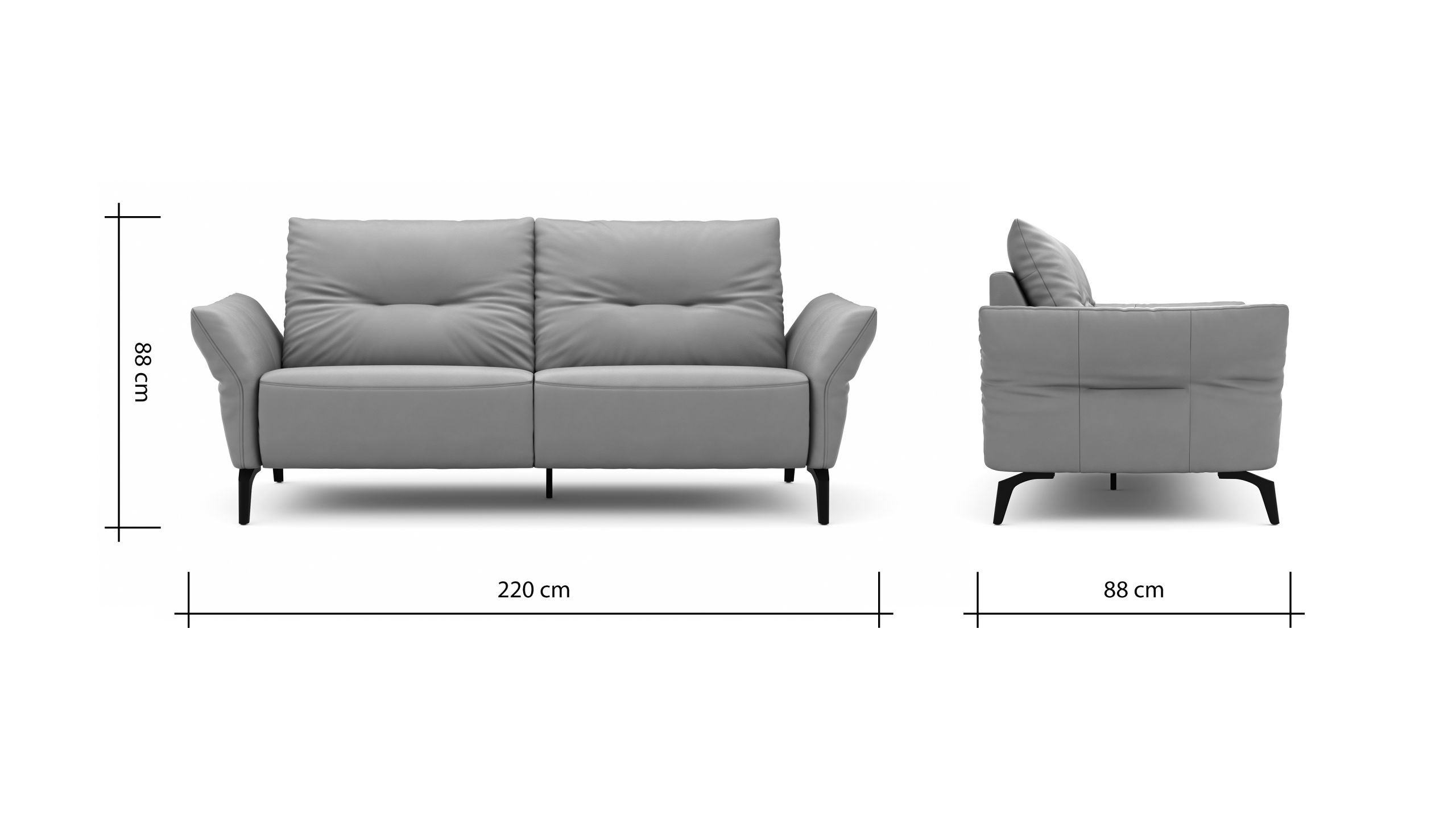 Sofa Bahia – 2-Sitzer inkl. Armlehne verstellbar, Leder, Kurkuma