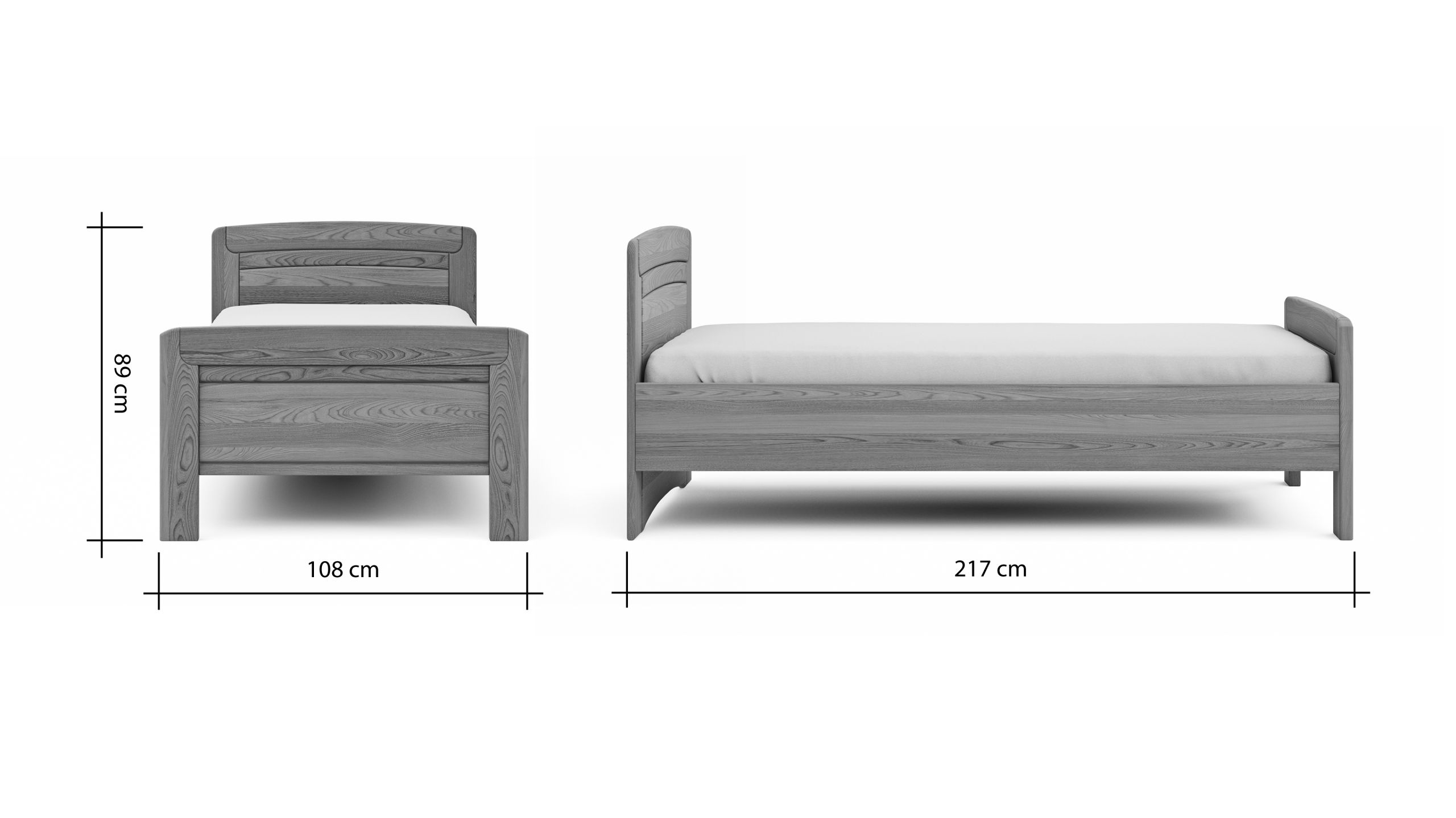 Bett Lenoso – Liegefläche ca. 100×200 cm, Eiche Nachbildung
