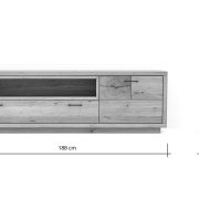 Lowboard Hartford – BHT ca. 188x59x40 cm, Eiche massiv, mit Hirnholzapplikation