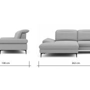 Ecksofa Alegria – Longchair links mit 1,5-Sitzer inkl. Kopfteil/ Armlehne/ Sitztiefe verstellbar, Stoff, Eisblau