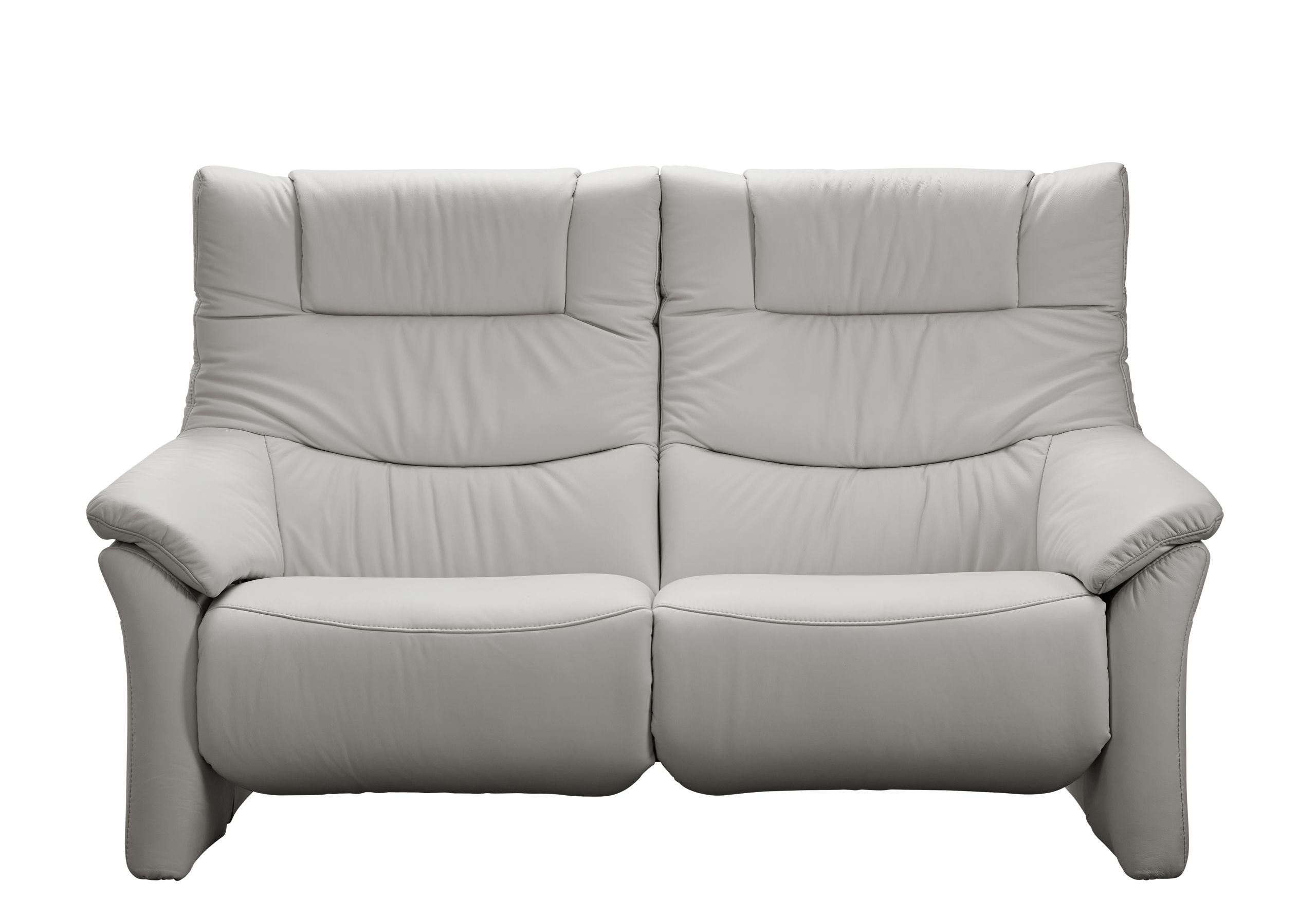 Sofa EM Aarhus – 2,5-Sitzer mit Cumuly-Funktion inkl. Kopfteil- und Armteilverstellung, Leder, Silbergrau