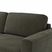Ecksofa Oviedo – Longchair links mit 1,5-Sitzer inkl. Relaxfunktion (motorisch), Stoff, Braungrün