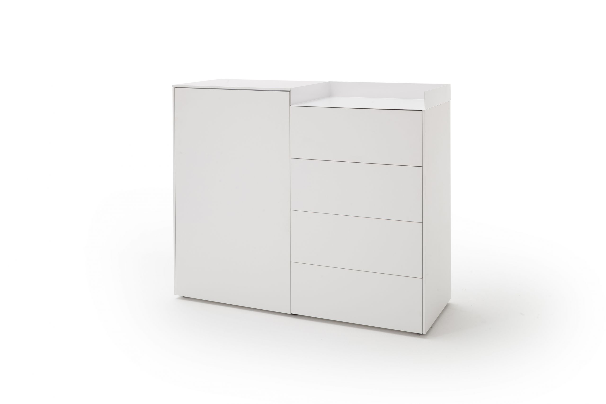 Highboard Tyra – BHT ca. 120x99x45 cm, Lack, Weiß, Metalleinsatz, Weiß
