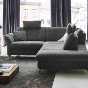 Sofa – 1-Sitzer mit XL Ecke, inkl. Sitztiefenverstellung, Stoff, Graphit