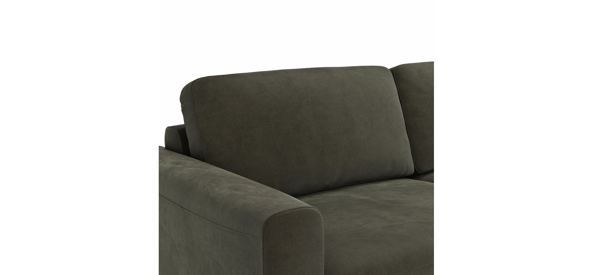 Ecksofa Oviedo – 1,5-Sitzer mit Longchair rechts inkl. Relaxfunktion (motorisch), Stoff, Braungrün