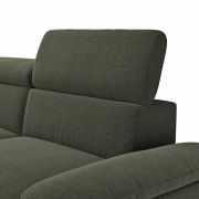Ecksofa Felipa – Longchair links mit 2,5-Sitzer inkl. Armlehne verstellbar und Rückenlehne/Sitztiefe verstellbar (motorisch), Stoff, Dunkelgrün