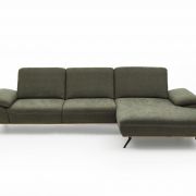 Sofa – 3-Sitzer mit Longchair rechts, Stoff, Moosgrün