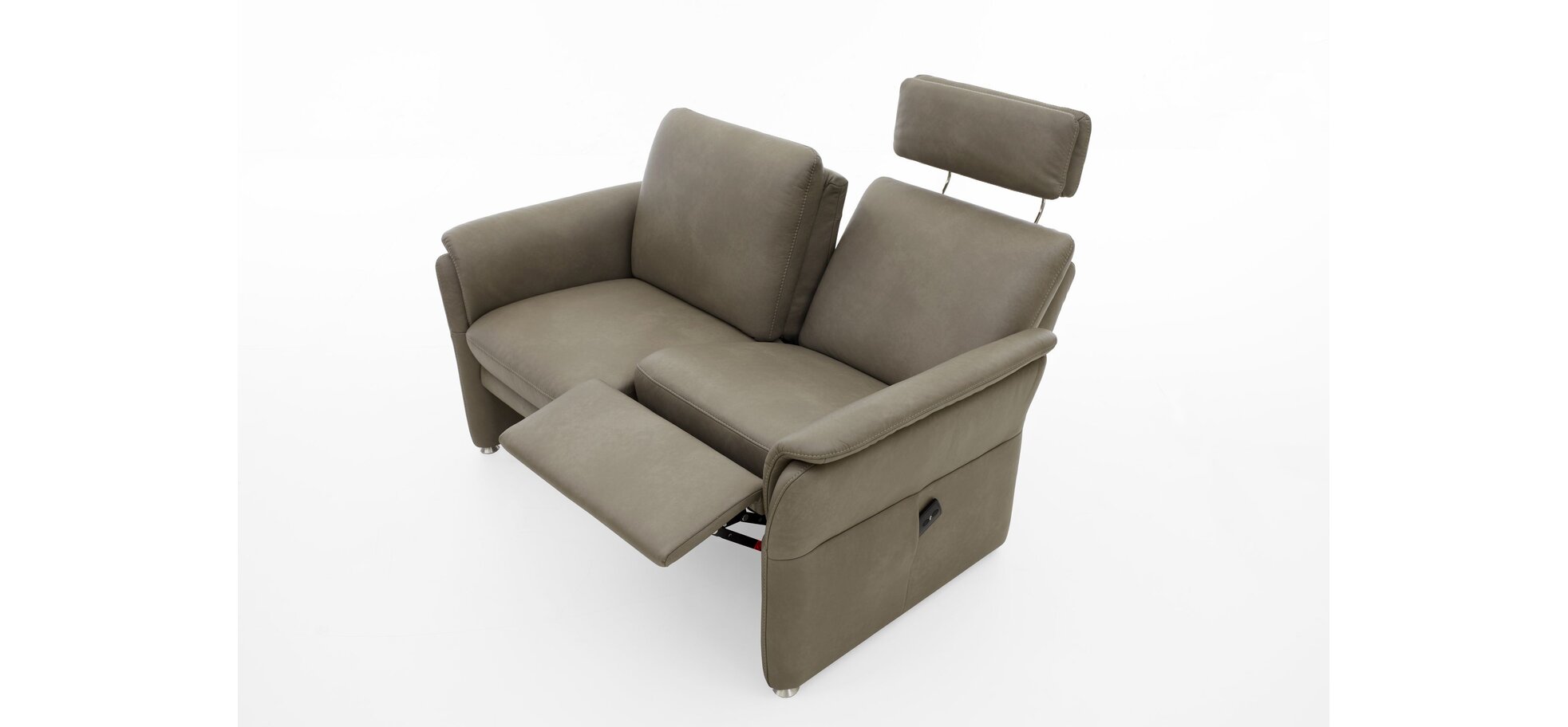 Sofa – 2-Sitzer, Relaxfunktion (motorisch), Leder, Rauchbraun