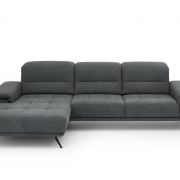 Sofa – Longchair links mit 3-Sitzer inkl. Kopfteil verstellbar, Stoff, Anthrazit