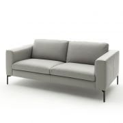 Sofa Lenni Full – 2-Sitzer, Leder, Steingrau, bündige Kissen