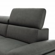 Ecksofa Felipa – Longchair links mit 2,5-Sitzer inkl. Armlehne verstellbar und Rückenlehne/Sitztiefe verstellbar (motorisch), Leder, Grau