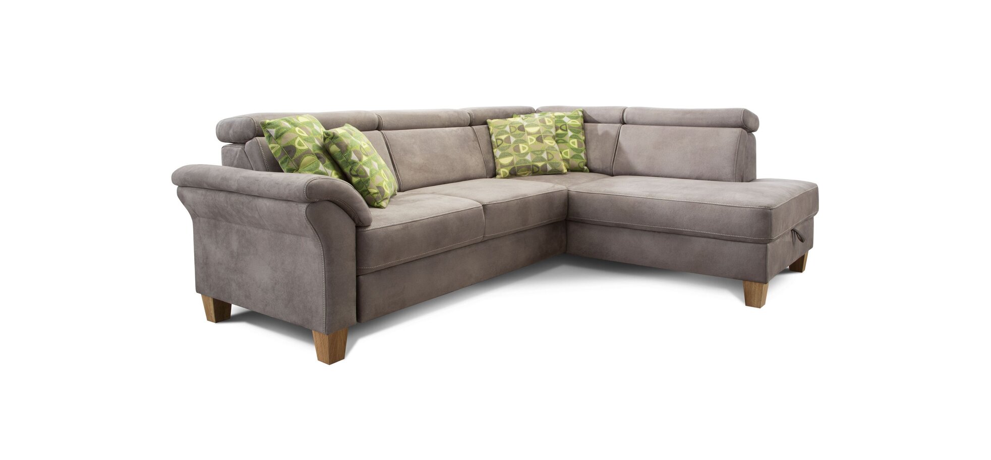 Sofa – 2,5 Sitzer mit Ottmane rechts, Stoff, Grau