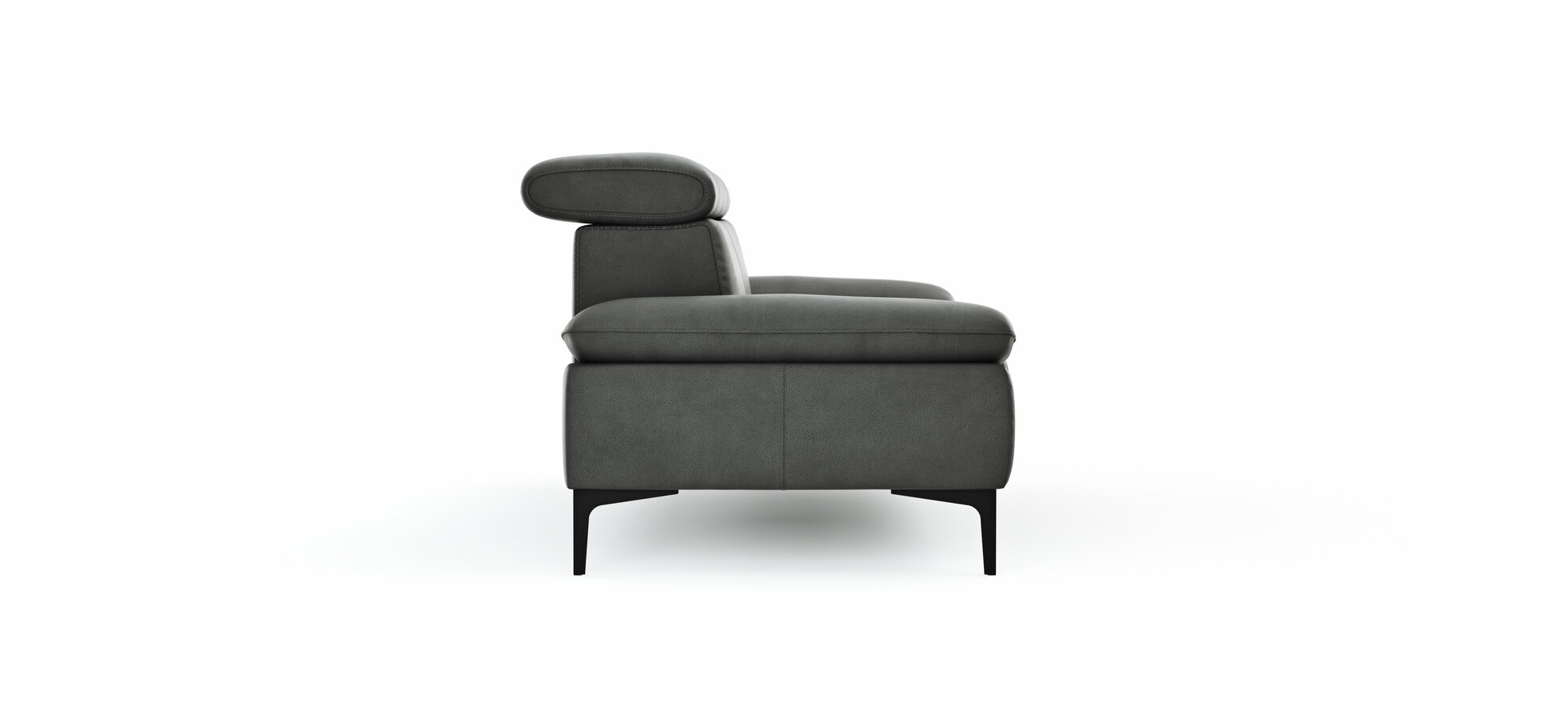 Sofa Felipa – 3-Sitzer inkl. Kopfteil verstellbar, Leder, Grau