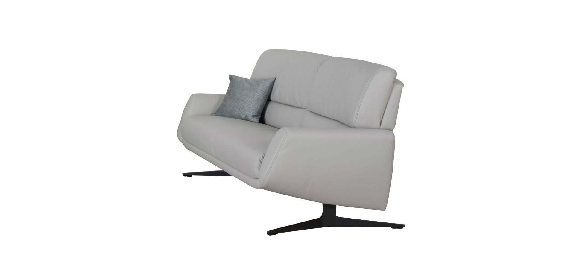 Sofa – 2,5-Sitzer, Leder, Silbergrau