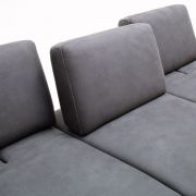Ecksofa – 2-Sitzer mit Longchair rechts, Armlehne/Sitztiefe verstellbar, Stoff, Anthrazit