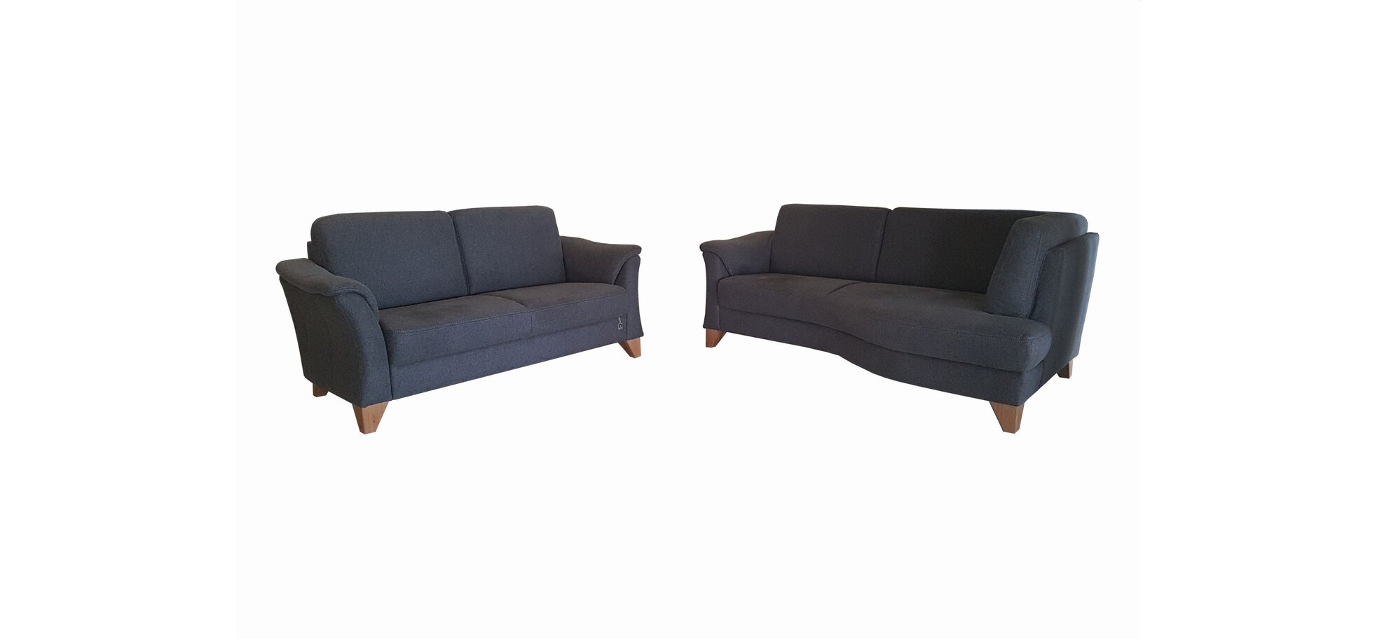 Sofa – 3-Sitzer mit geschwungener Sitzfläche, Stoff, Anthrazit