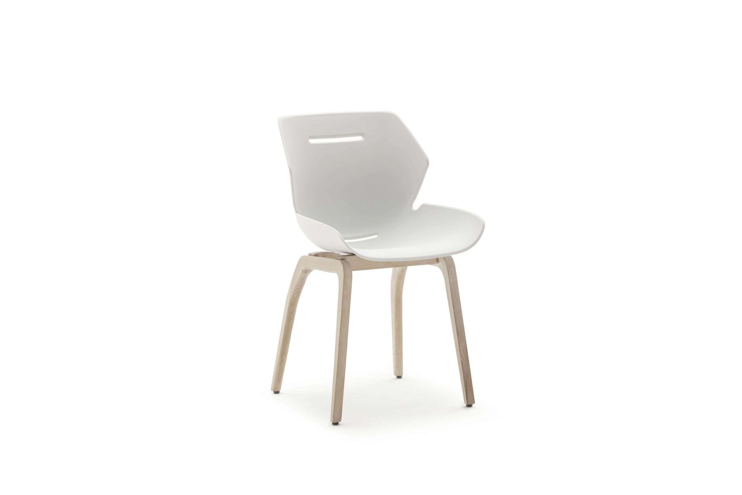 Stuhl Tooon – Kunststoffschale, Weiß, Gestell Holz