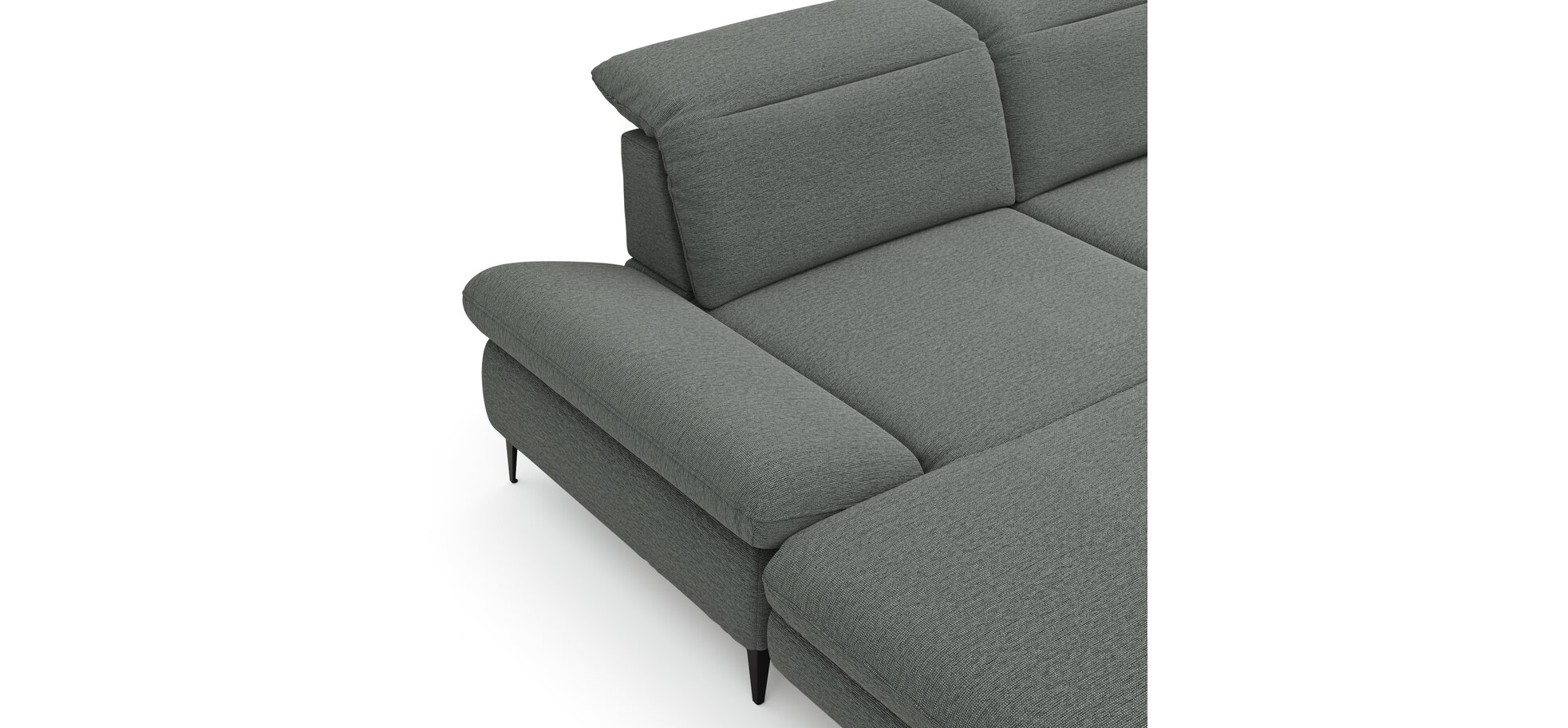 Ecksofa Alegria – Longchair links mit 1,5-Sitzer inkl. Kopfteil/ Armlehne/ Sitztiefe verstellbar, Stoff, Eisblau