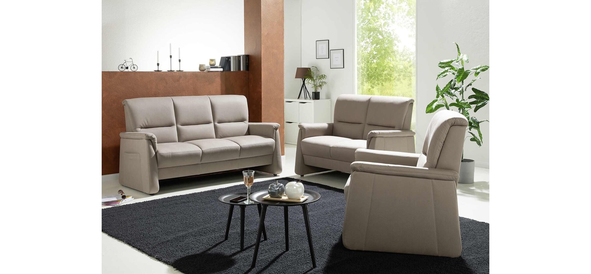 Sofa  – 2-Sitzer, Stoff, Latte