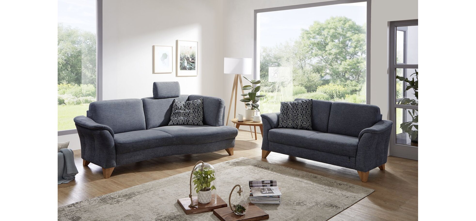 Sofa – 3-Sitzer mit geschwungener Sitzfläche, Stoff, Anthrazit