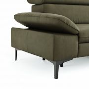 Ecksofa Felipa – 2,5-Sitzer mit Ecke rechts inkl. Armlehne verstellbar und Rückenlehne/Sitztiefe verstellbar (motorisch), Leder, Olive