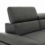 Ecksofa Felipa – 2,5-Sitzer mit Longchair rechts inkl. Armlehne verstellbar und Rückenlehne/Sitztiefe verstellbar (motorisch), Leder, Grau
