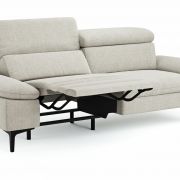 Sofa Felipa – 3-Sitzer inkl. Relaxfunktion (motorisch) und Kopfteil verstellbar, Stoff, Natur