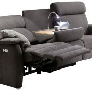 Sofa – 2-Sitzer mit Trapezelement mit Tisch mittig, inkl. teilmotorische Verstellung, Stoff, Anthrazit