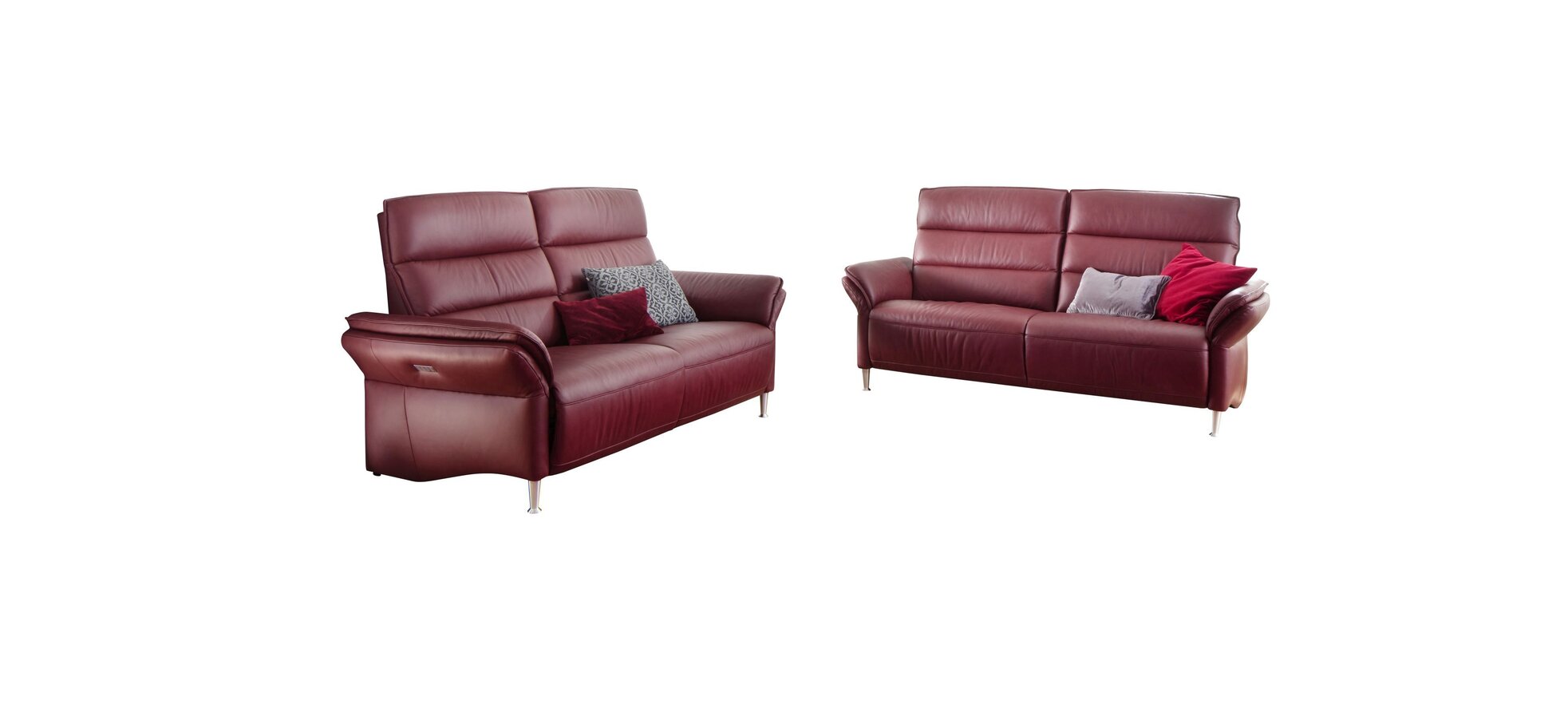 Sofa – 3-Sitzer, Leder, Rot