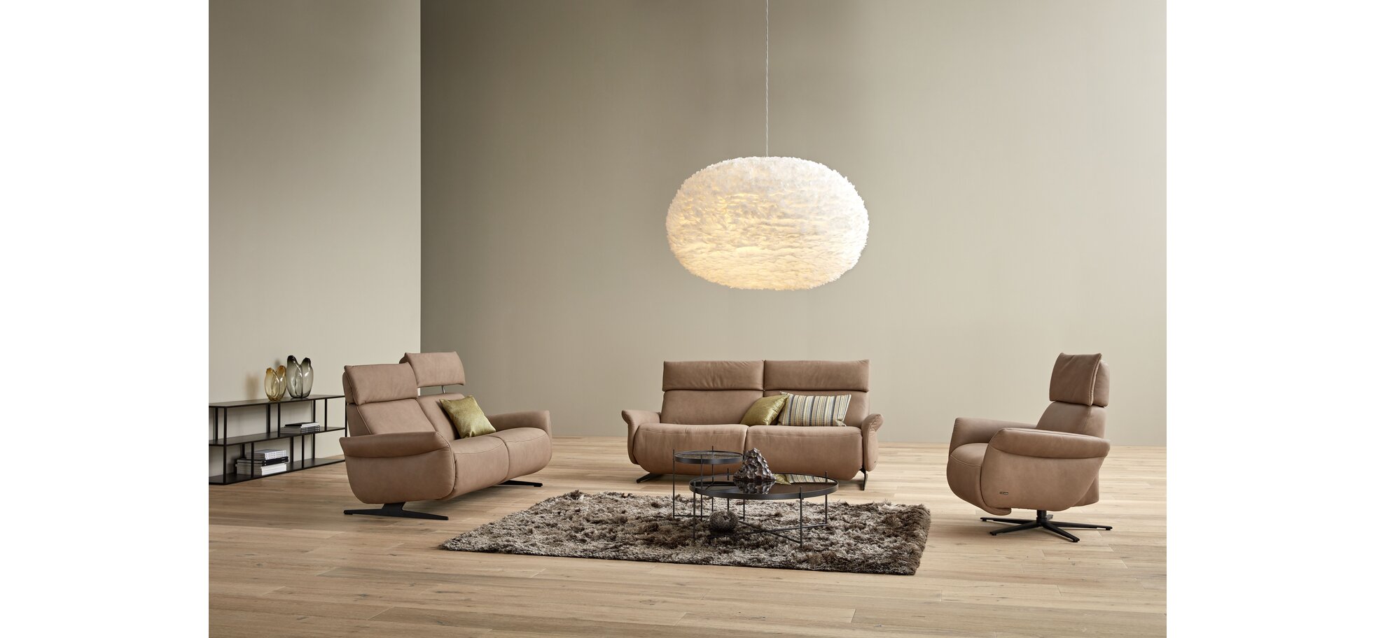 Sofa – 2,5-Sitzer, Relaxfunktion motorisch, Leder, Braun