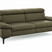 Sofa Felipa – 3-Sitzer inkl. Kopfteil verstellbar, Leder, Olive