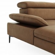 Ecksofa Felipa – Longchair links mit 2,5-Sitzer inkl. Armlehne verstellbar und Rückenlehne/Sitztiefe verstellbar (motorisch), Leder, Cognac