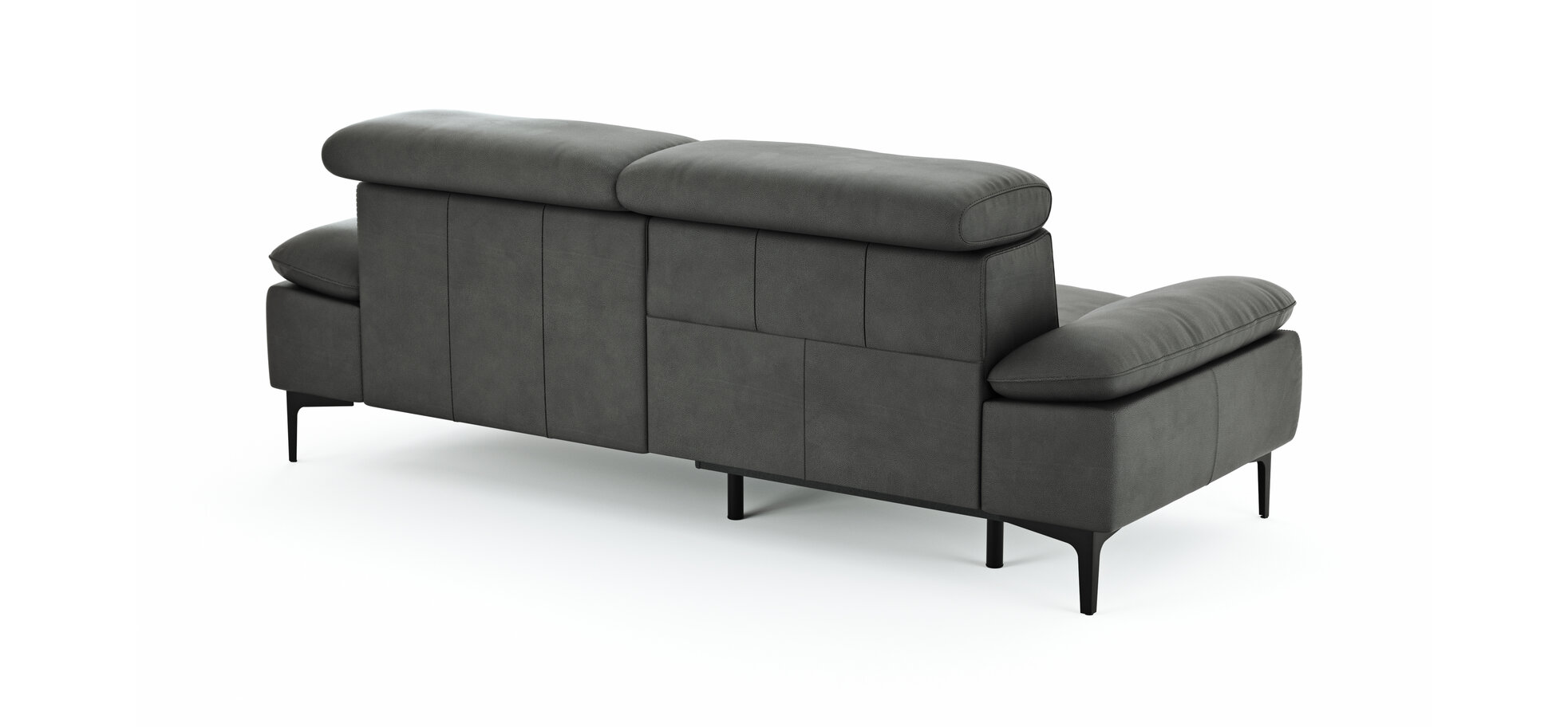 Sofa Felipa – 3-Sitzer inkl. Relaxfunktion (motorisch) und Kopfteil verstellbar, Leder, Grau