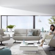 Sofa – 2,5-Sitzer, Leder, Silbergrau