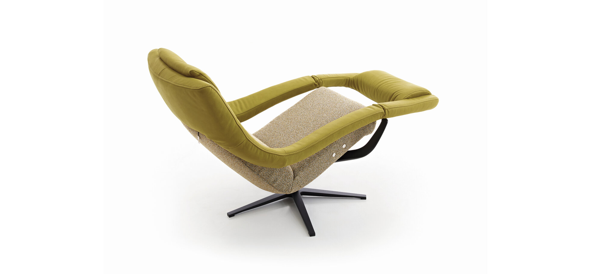 Sessel – Relaxfunktion motorisch, Stoff/Leder, Gelb/Grün
