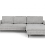 Ecksofa – 3-Sitzer mit Longchair rechts, Stoff, Grau
