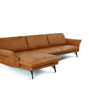 Polsterecke EM Tivoli – Longchair, 2,5-Sitzer inkl. Sitztiefen- und Armteilverstellung, Leder, Mais