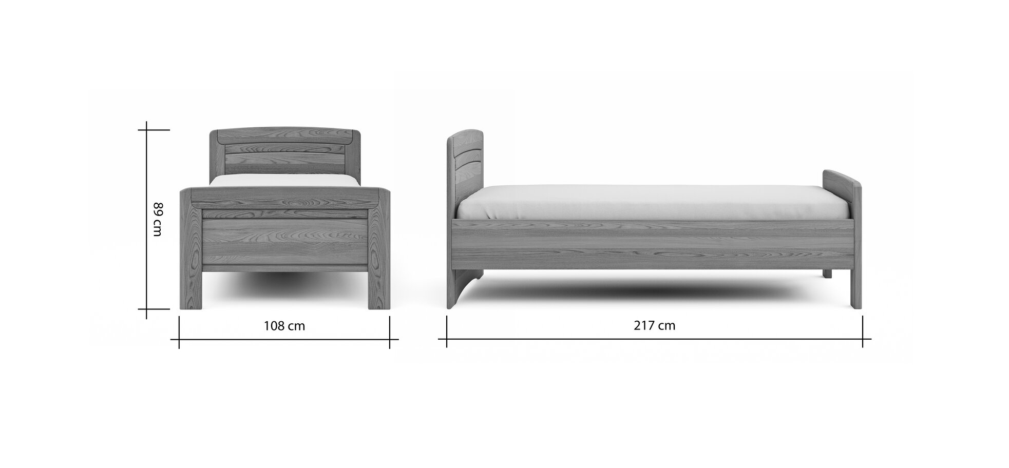 Bett Lenoso – Liegefläche ca. 100×200, Eiche Nachbildung