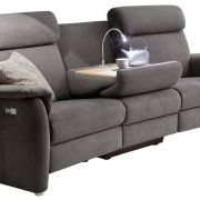 Sofa – 2-Sitzer mit Trapezelement mit Tisch mittig, inkl. teilmotorische Verstellung, Stoff, Anthrazit