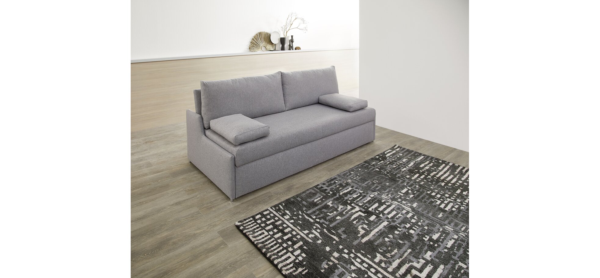 Sofa – 2-Sitzer, Schlaffunktion, Stoff, Grau