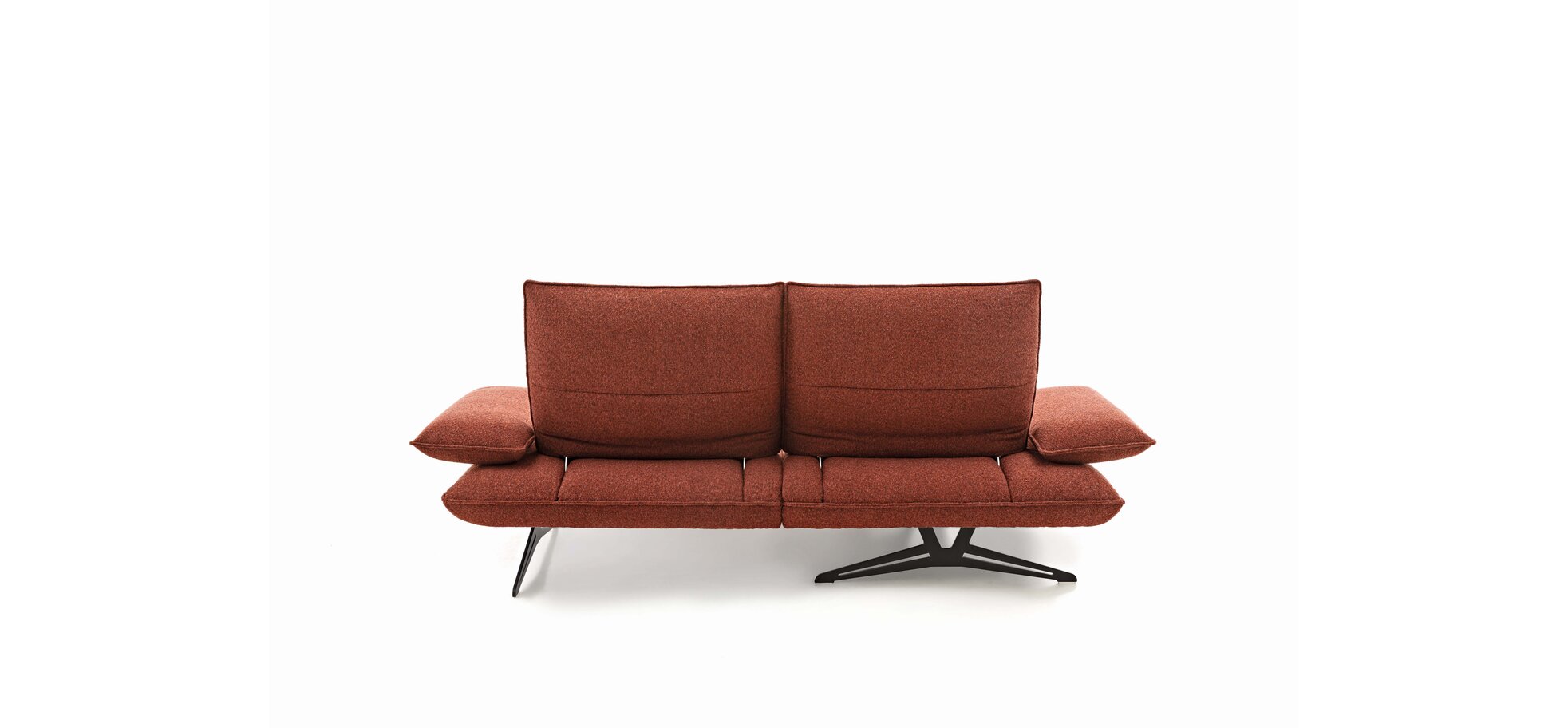 Ecksofa – 1-Sitzer mit Longchair rechts, Armlehne verstellbar, Rücken/Sitztiefe verstellbar, Stoff, Rot